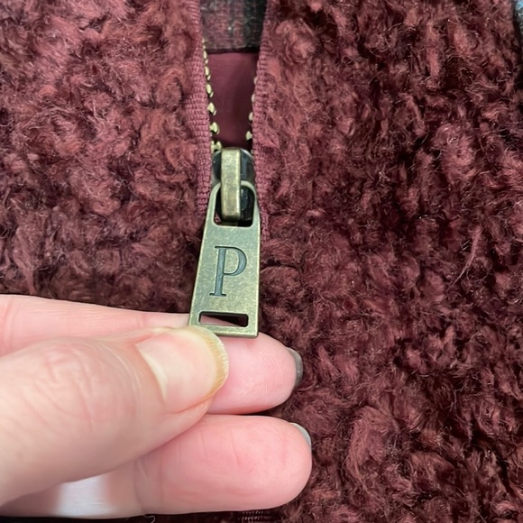 Pendleton Fuzzy Hi-Pile Fleece Full-Zip Teddy Jacket Women’s  M Maroon - Picture 5 of 10